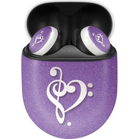 Purple Glitter Musical Heart Google Pixel Buds Skin